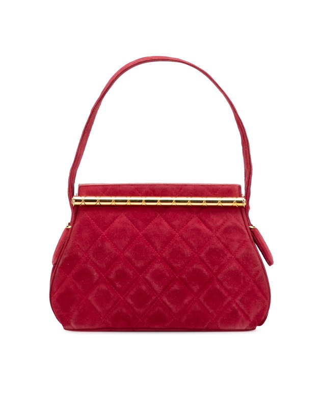 Pre-Loved by Azura Reborn - Pre-Loved Quilted Suede Metal Frame Handbag
