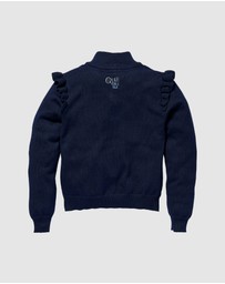 Quapi - Keona Zip Cardigan with Ruffles - Kids-Teens