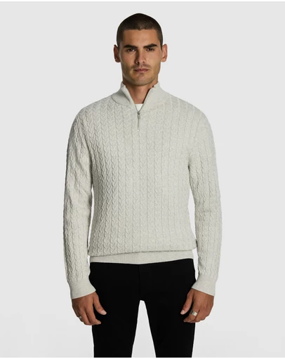 yd. - Eddie 1/4 Zip Cable Knit Jumper
