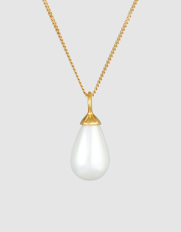 Elli Jewelry - Shell Pearl Long Necklace in Gold-Plated 925 Silver
