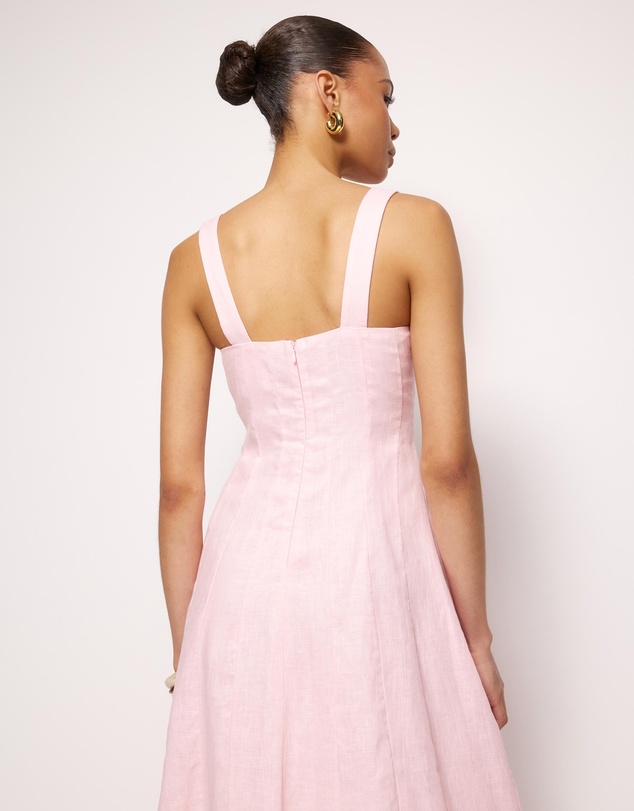 AERE - Pasey Linen Seamed Detail Midi Dress
