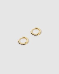 Izoa - Jas Mini Huggie Earrings Gold Black