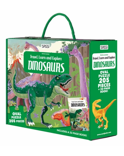 Sassi - Travel Learn Explore Puzzle and Book Set Dinosaurs