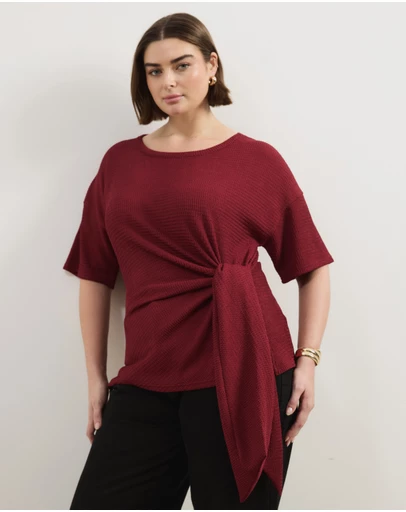 Atmos&Here Curvy - Monica Textured Tie T-Shirt