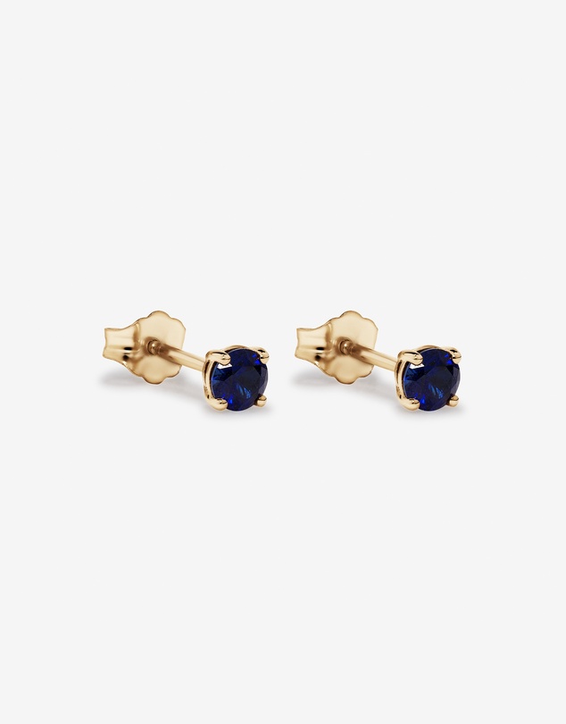 Michael Hill - Round Blue Created Sapphire Birthstone Stud Earrings in 10kt Yellow Gold