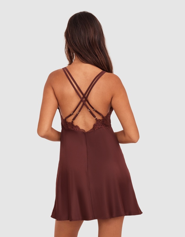 Bras N Things - Imogen Short Slip - Dark Brown