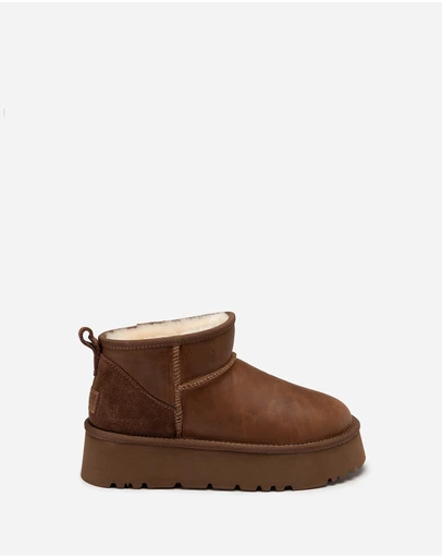 Ozwear Connection Uggs - Ugg Classic Platform Ultra Mini Boot (Oiled Leather) (4.5cm)