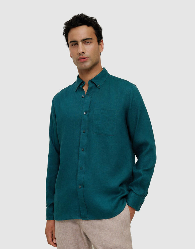 Trenery - Regular Fit Linen Classic Long Sleeve Shirt
