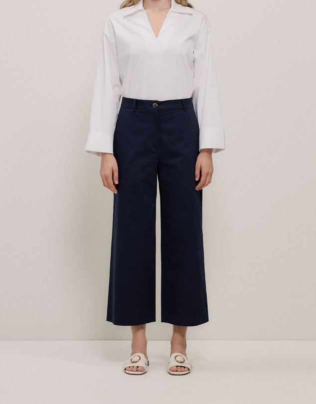 Trenery - Cropped Wide Leg Chino Pant in Night Sky