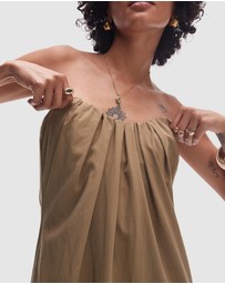 TOPSHOP - Gathered Bust Structured Poplin Bandeau Midi Dress