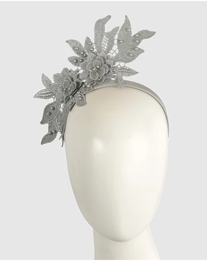Max Alexander - Lace Crown Silver Headband Fascinator
