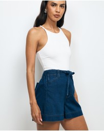 AERE - Eden Denim Drawcord Shorts