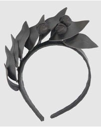 Max Alexander - Black Leather Flowers Headband