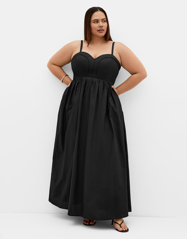City Chic - Plus size Positano Strappy Cotton Maxi Dress - black