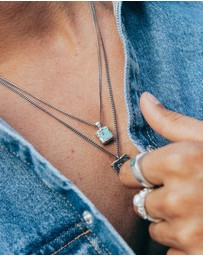 Haze & Glory - ICONIC EXCLUSIVE - Necklace Men Turquoise Square 925 Sterling Silver