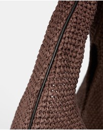 & Other Stories - Leather-Piping Straw Shoulder Bag