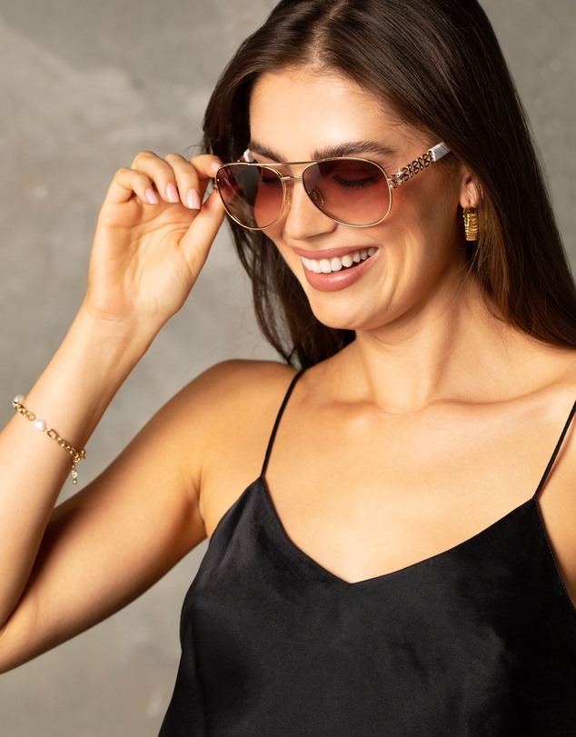 Mestige - Sunset Dreams Sunglasses embellished with crystals from Swarovski® - Gold and White
