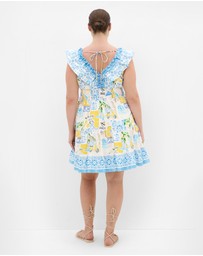 City Chic - Plus Size Kelly Amalfi Print Mini Dress - white
