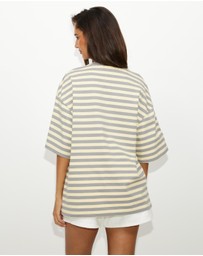Dazie - Nostalgia Stripe Oversized Boyfriend Tee