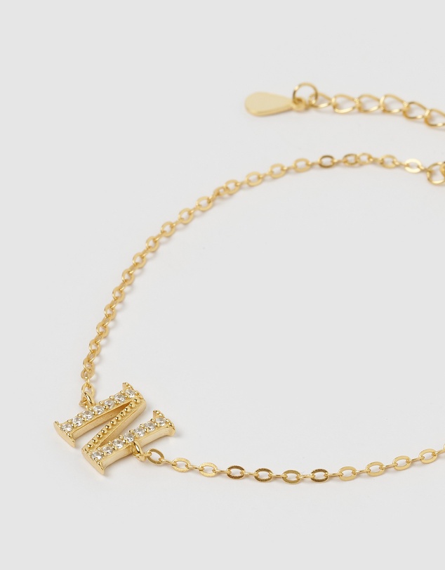 Izoa - Crystal Letter N Bracelet