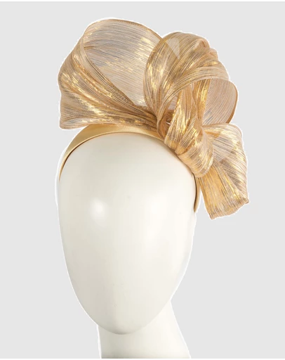 Fillies Collection - Bespoke Gold Bow Racing Fascinator