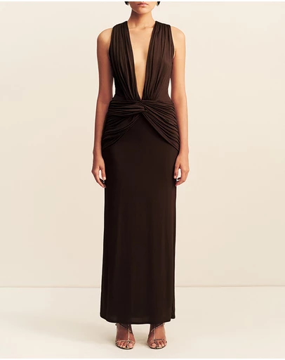 Shona Joy - Miro Sleeveless Plunged Maxi Dress