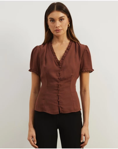 Atmos&Here - Meadow V-Neck Ruffle Blouse