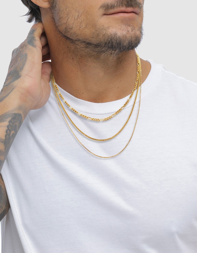 Kuzzoi - ICONIC EXCLUSIVE - Mixed Chain Necklace Set in Gold-Plated 925 Sterling Silver