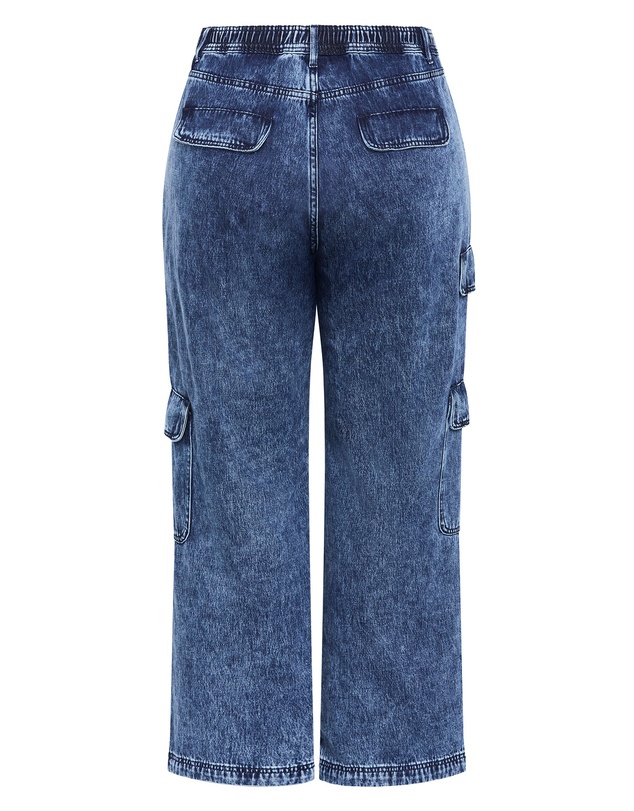 City Chic - Plus size Harley Fit Cargo Detail Jean - mid wash