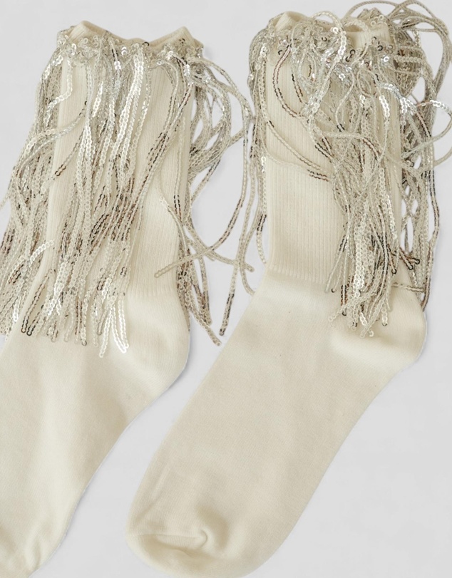 High Heel Jungle - Bowie Cotton Socks With Glitter Fringe