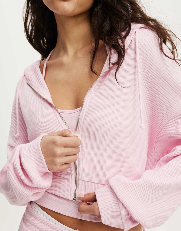 Cotton On Body - Off Duty Waffle Cropped Hoodie