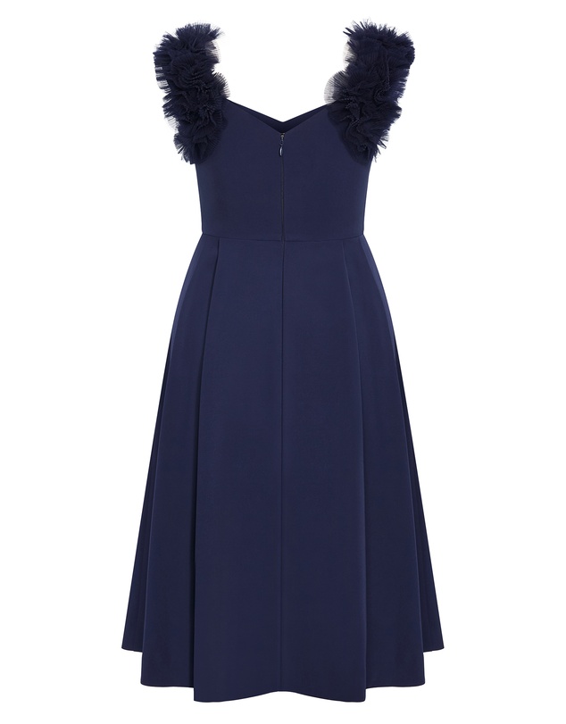 City Chic - Plus size Roselyn Ruffle Tulle Midi Dress - navy