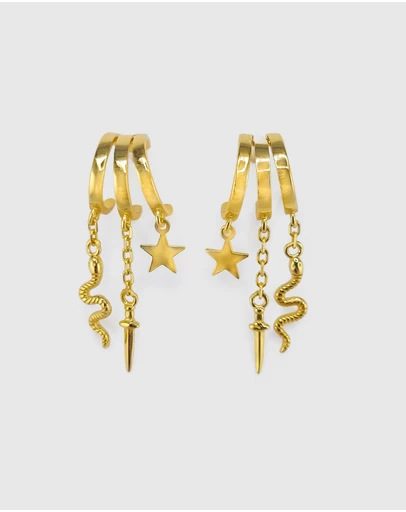 Izoa - Snake 3-in-1 Trio Huggie Earrings
