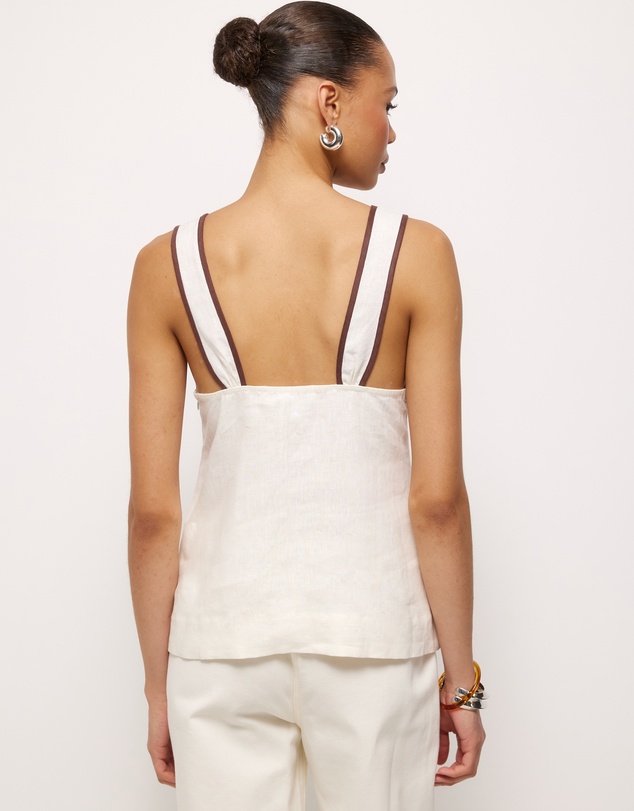 AERE - Contrast Trim Linen Top