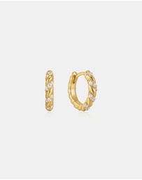 Ania Haie - Gold Sparkle Twisted Huggie Hoop Earrings