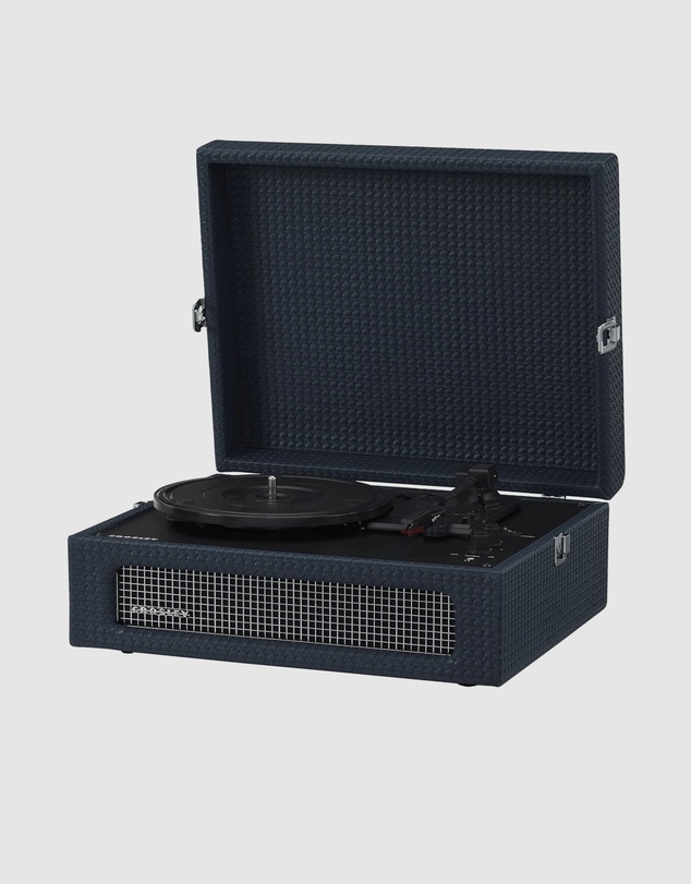 Crosley - Crosley Voyager Bluetooth Portable Turntable + Bundled Record Storage Crate - Navy