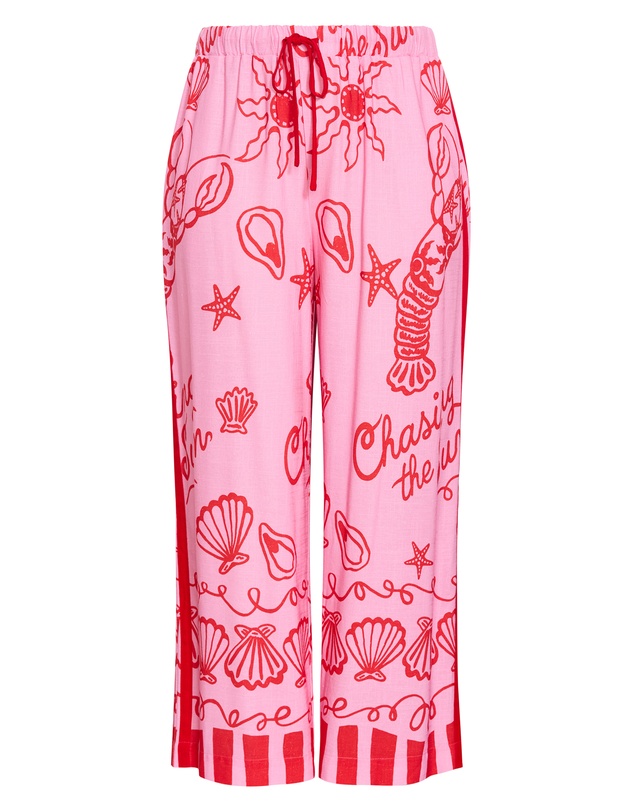 City Chic - Plus size Sun Chaser Print Wide Leg Pant - pink
