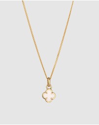 Elli Jewelry - Necklace Cloverleaf Enamel White 925 Sterling Silver Gold Plated