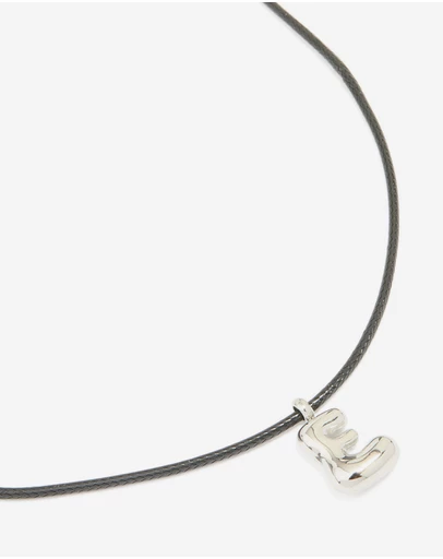 Lovisa - Waterproof Stainless Steel Large Bubble Letter E Cord Necklace