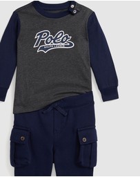 Polo Ralph Lauren - Logo Jersey Tee & Fleece Jogger Pants Set - ICONIC EXCLUSIVE - Babies