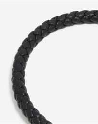 Lovisa - Waterproof Stainless Steel Black PU Leather Braided Chunky Link Bracelet