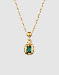 Elli Jewelry - Necklace Emerald Rectangle 925 Sterling Silver Gold-Plated