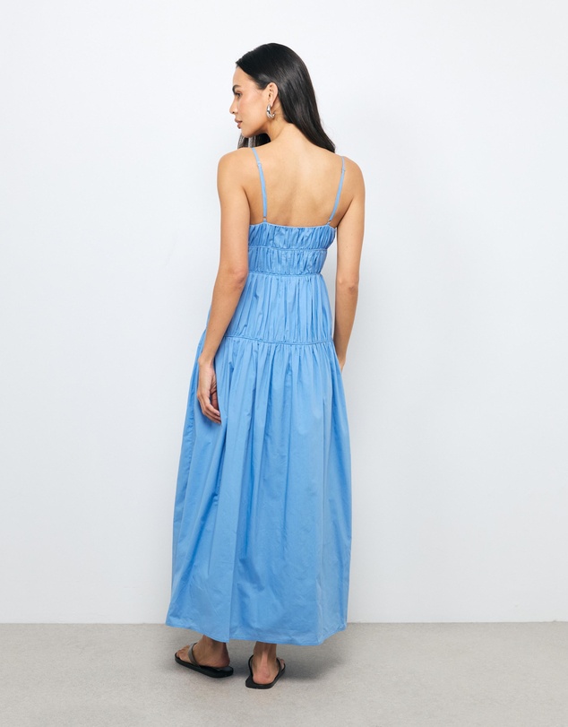 AERE - Lena Gathered Cotton Midi Dress