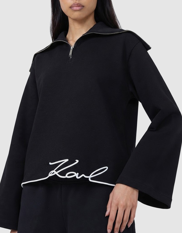 Karl Lagerfeld - Signature Hem Half Zip Up Sweatshirt
