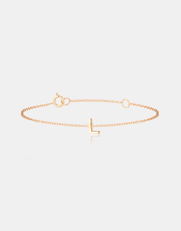 The Silver Collective - Petite A-Z Letter Bracelet Rose Gold - L