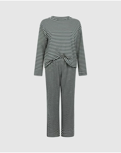 Hunkemoller - Long Sleeve Cotton Jersey Stripe PJ Set