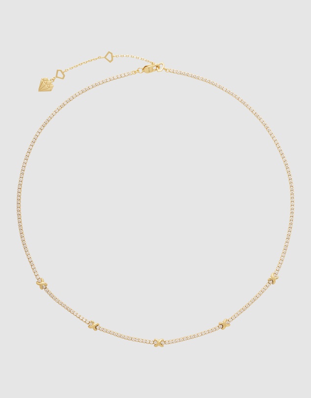 Wanderlust + Co - Pave 14K Gold Vermeil Petite Tennis Necklace