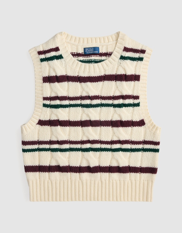 Polo Ralph Lauren - Striped Cable Wool-Cashmere Sweater Vest