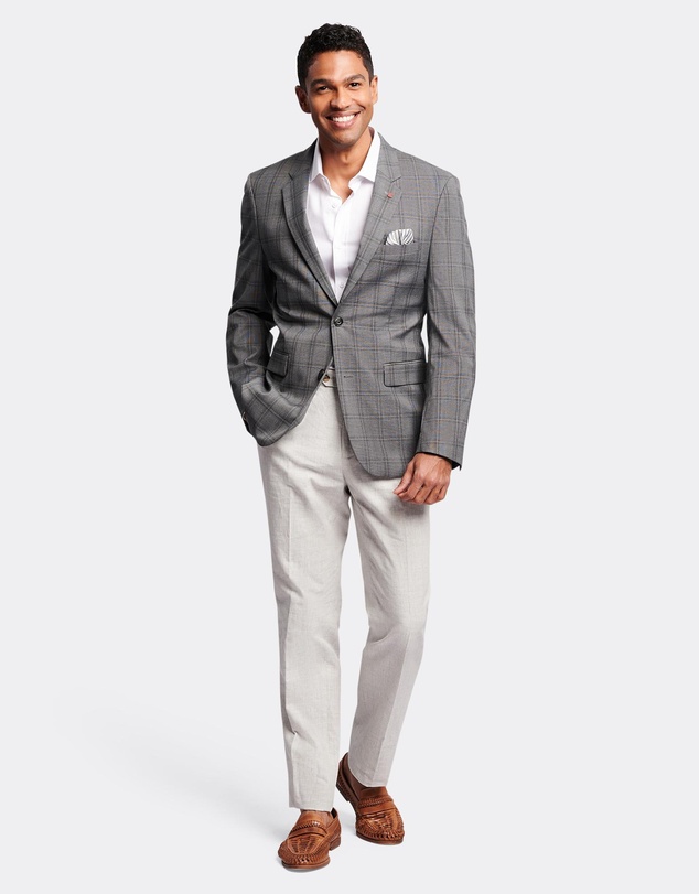 Brooksfield - Textured Check Stretch Blazer