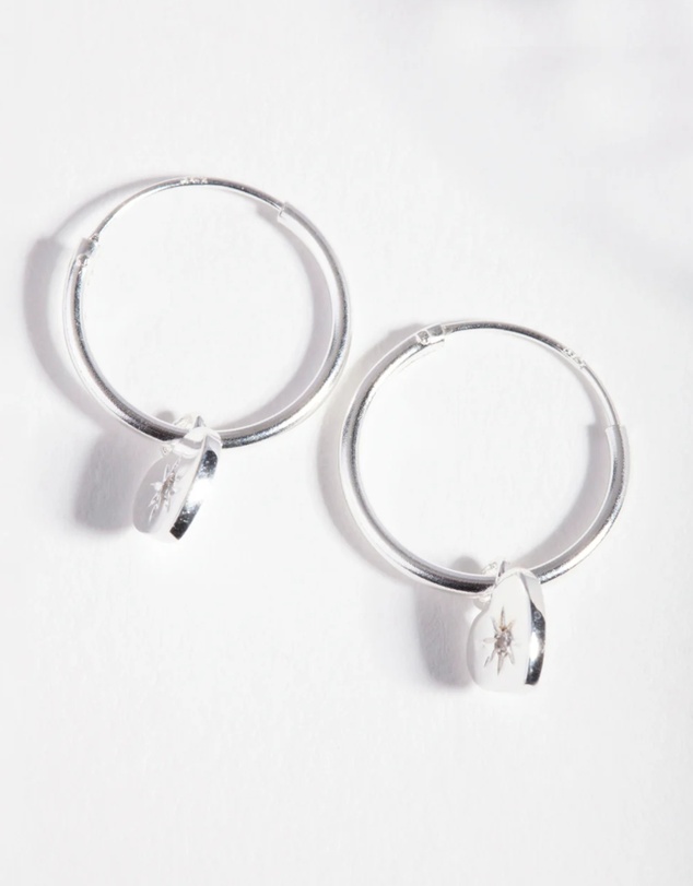 Lovisa - Sterling Silver Starburst Heart Hoop Earrings